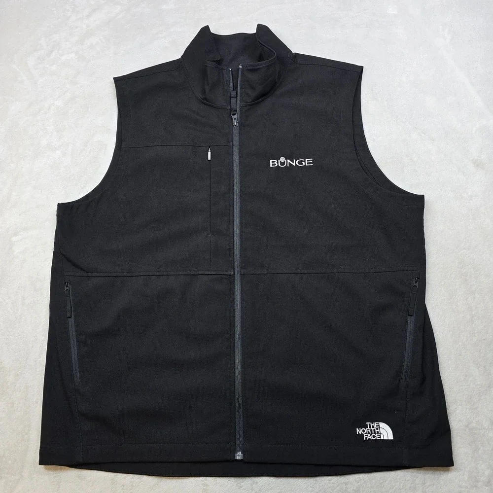 The North Face Castle Rock Soft Shell Vest Mens 2XL Co. Black Logo Full Zip‎